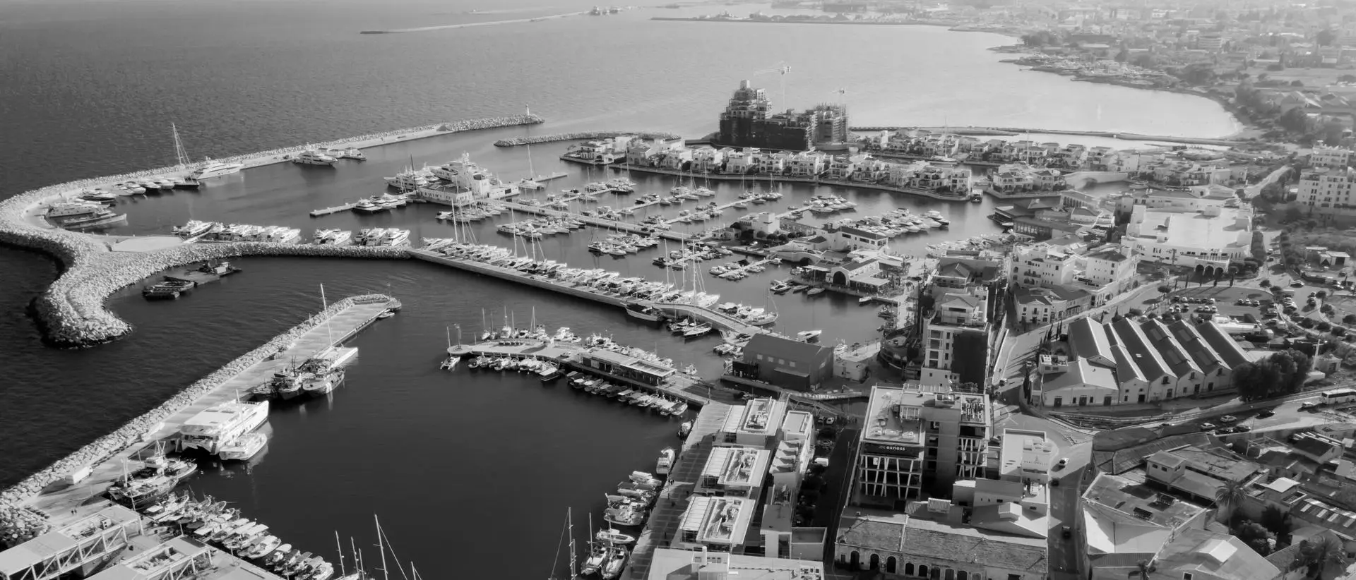 Limassol Marina and the old port from the air
